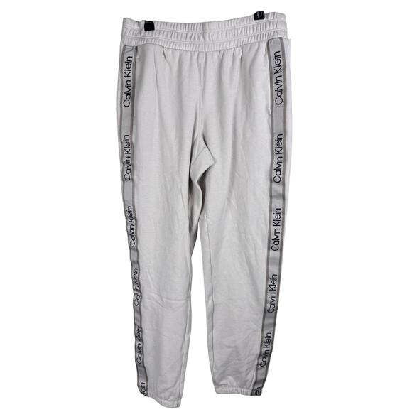 Calvin Klein Performance Women's Fleece Logo Stripe Joggers NWT PORCINI SIZE S - Picture 4 of 8